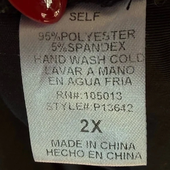 Andree by Unit Black Crushed Velvet Blue Floral Embroidered Blouse Sz 2XL - Picture 7 of 7